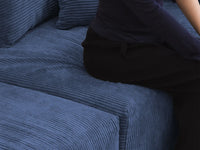 Matrix 4-Seater U-Shaped Sectional in Blue Corduroy | 6-Piece (Includes 2 Ottomans), Family Room Seating, Easy To Clean, Contemporary Style
