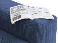 Matrix 4-Seater U-Shaped Sectional in Blue Corduroy | 6-Piece (Includes 2 Ottomans), Family Room Seating, Easy To Clean, Contemporary Style