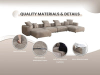 Matrix 4-Seater Brown Sofa Set | 5-Piece (Includes 1 Ottoman), Corduroy Fabric, Washable Cushion Covers
