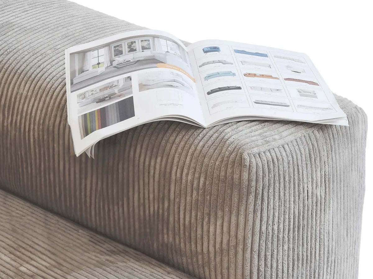 Matrix 4-Seater Brown Sofa Set | 5-Piece (Includes 1 Ottoman), Corduroy Fabric, Washable Cushion Covers