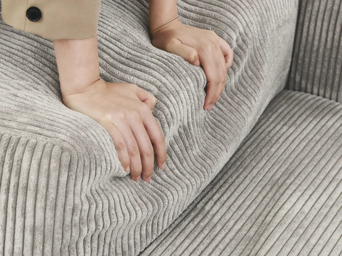 Matrix 4-Seater Grey U-Shaped Sectional | 6-Piece (Includes 2 Ottomans), Corduroy Fabric, Family Room Seating, Washable Cushion Covers