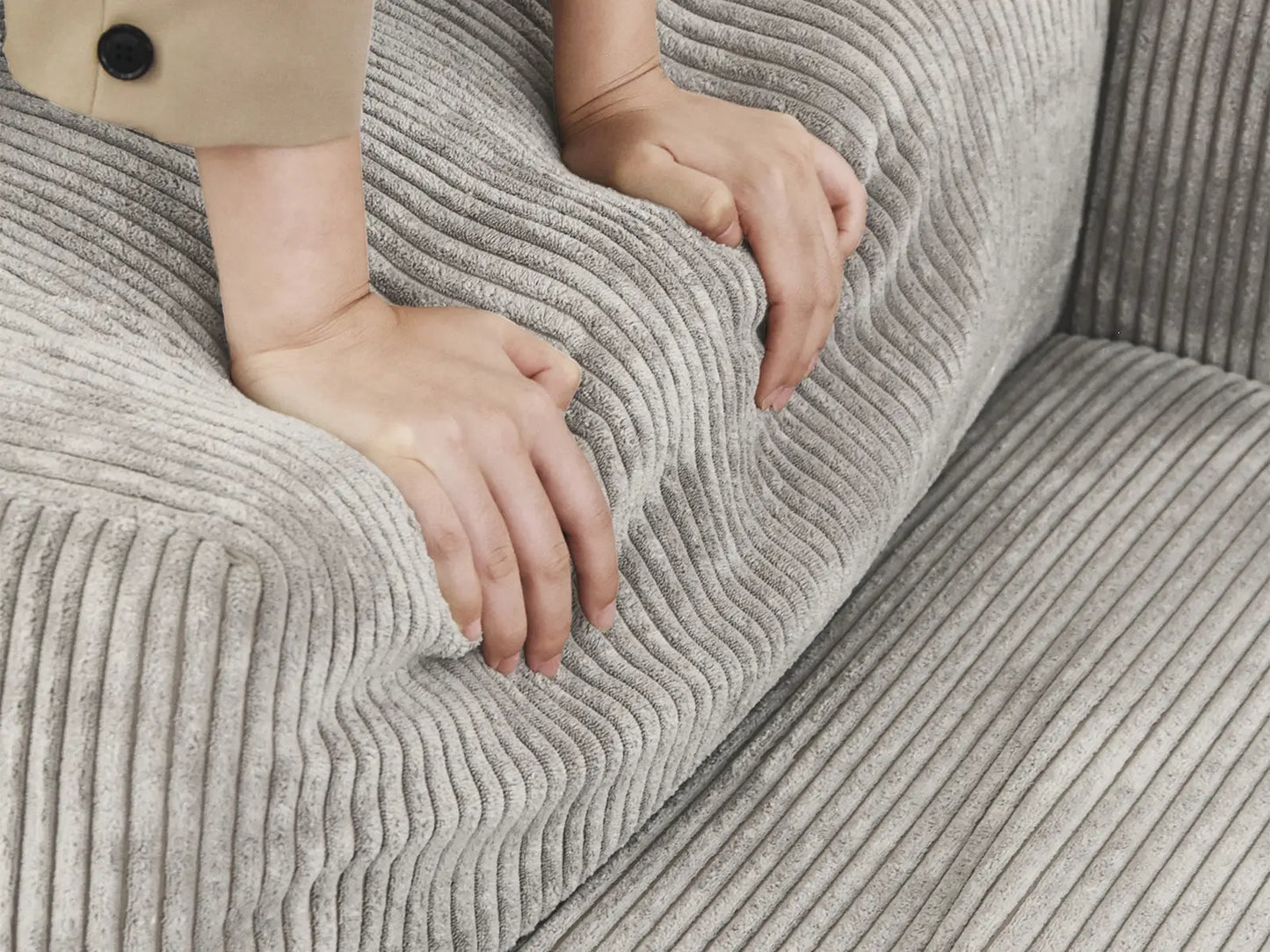 Matrix 4-Seater Grey U-Shaped Sectional | 6-Piece (Includes 2 Ottomans), Corduroy Fabric, Family Room Seating, Washable Cushion Covers