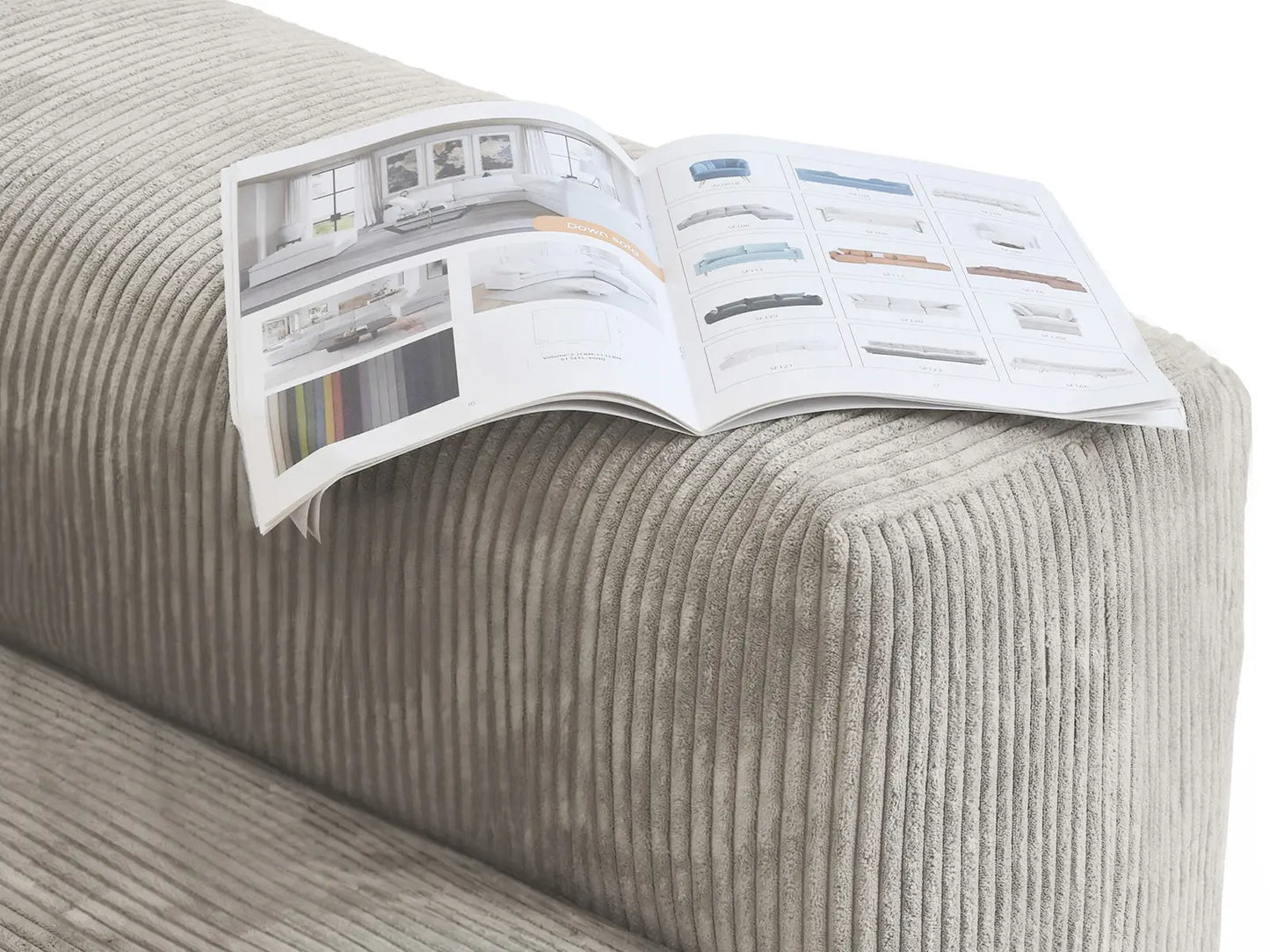 Matrix 4-Seater Grey U-Shaped Sectional | 6-Piece (Includes 2 Ottomans), Corduroy Fabric, Family Room Seating, Washable Cushion Covers