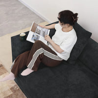 Matrix Modern Modular Sofas | Black Corduroy U shaped Sectionals 6-seaters