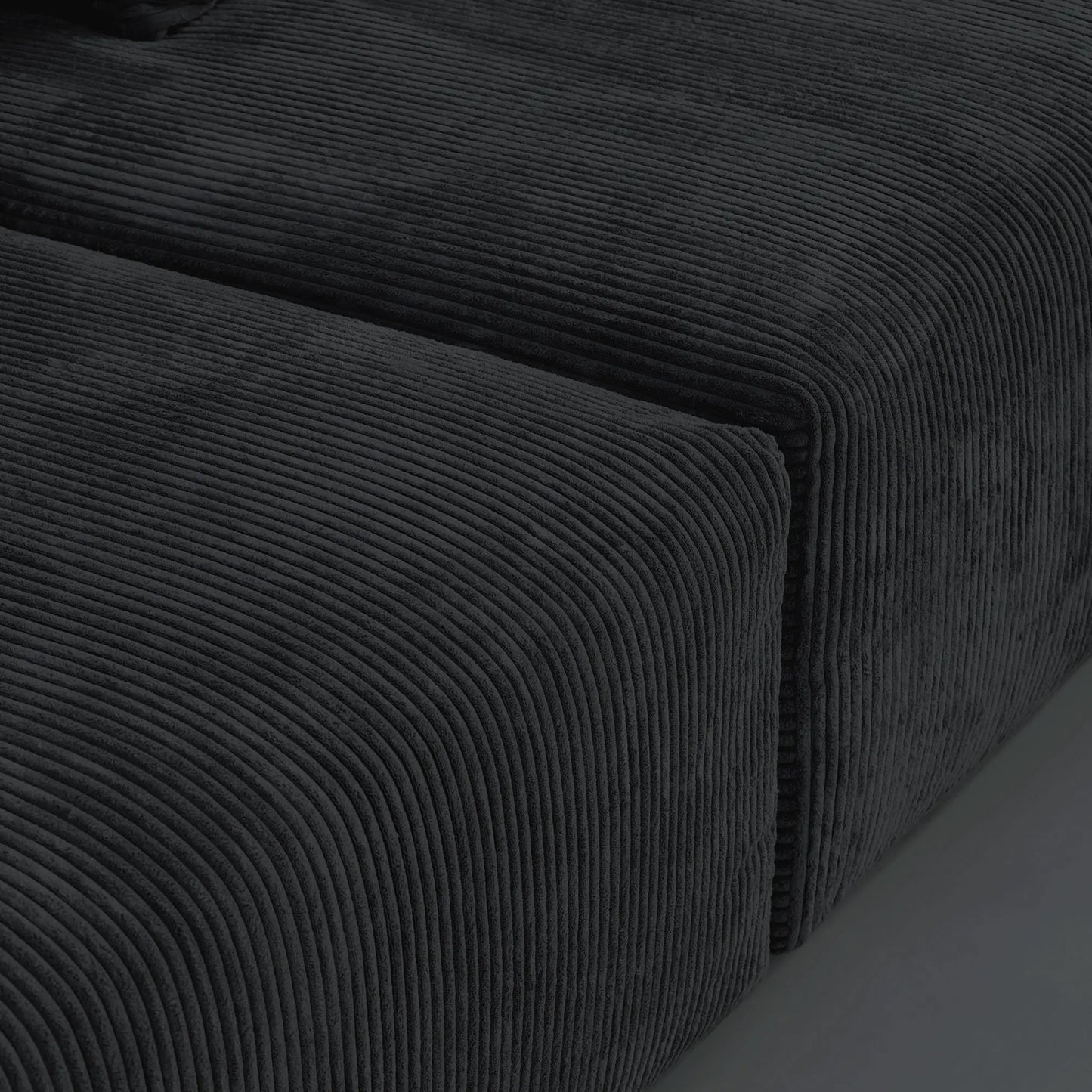Matrix Modern Modular Sofas | Black Corduroy U shaped Sectionals 6-seaters