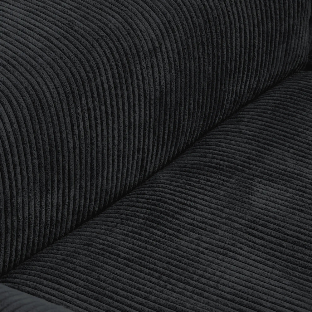 Matrix Modern Modular Sofas | Black Corduroy U shaped Sectionals 6-seaters