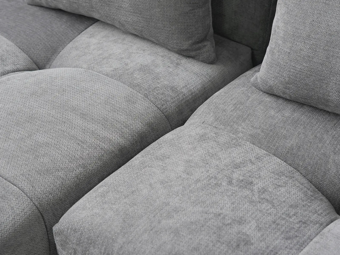 Seccional Matrix de 2 plazas con chaise longue gris claro | 3 piezas (incluye 1 otomana), tejido de lino, asientos para sala de estar