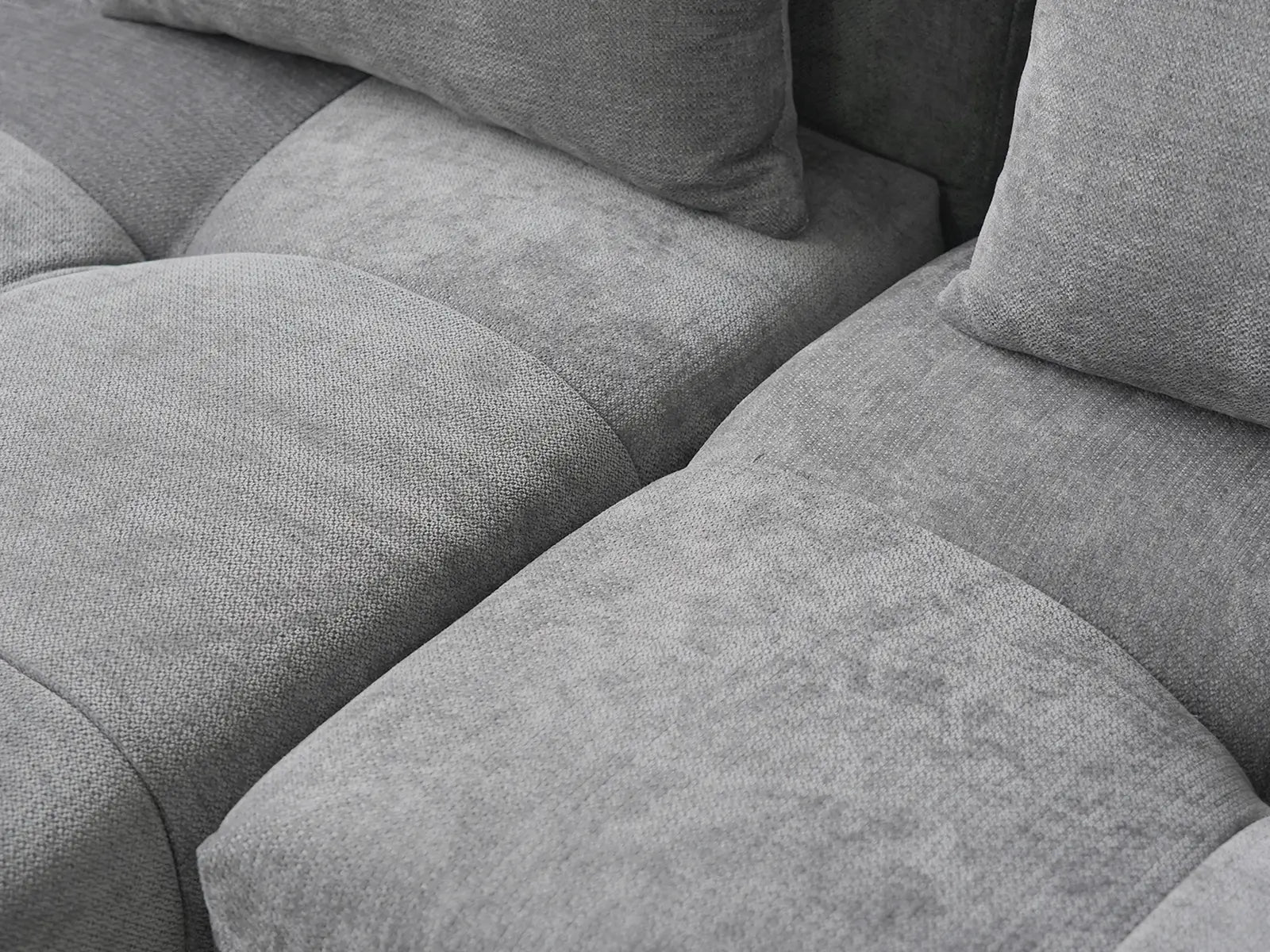 Seccional Matrix de 2 plazas con chaise longue gris claro | 3 piezas (incluye 1 otomana), tejido de lino, asientos para sala de estar