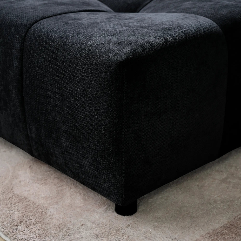 Matrix Classic Modular Sofas | Black Cotton and Linen Couch Sectionals 3-seaters with 1 Ottoman