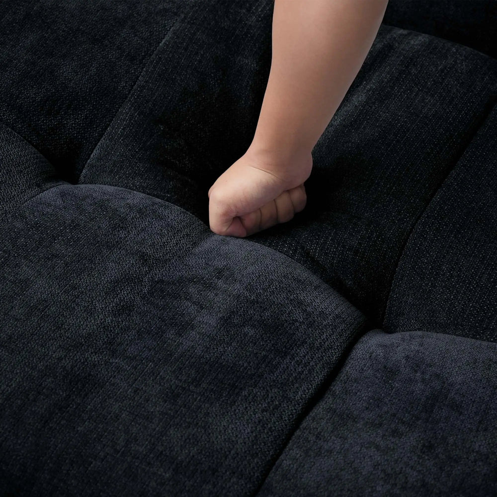 Matrix Classic Modular Sofas | Black Cotton and Linen Couch Sectionals 3-seaters with 1 Ottoman