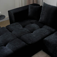 Matrix Classic Modular Sofas | Black Cotton and Linen Couch Sectionals 3-seaters with 1 Ottoman
