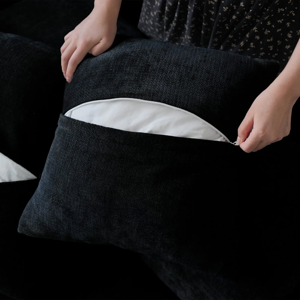 Matrix Classic Modular Sofas | Black Cotton and Linen Couch Sectionals 3-seaters with 1 Ottoman