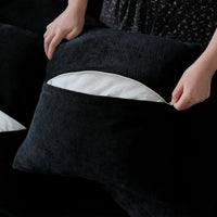 Matrix Classic Modular Sofas | Black Cotton and Linen Couch Sectionals 3-seaters with 1 Ottoman