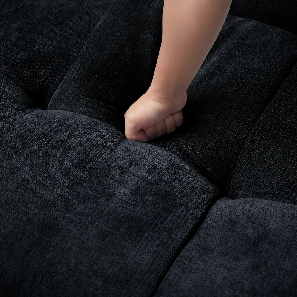 Matrix Classic Modular Sofas | Black Cotton and Linen Couch Sectionals 3-seaters with 1 Ottoman