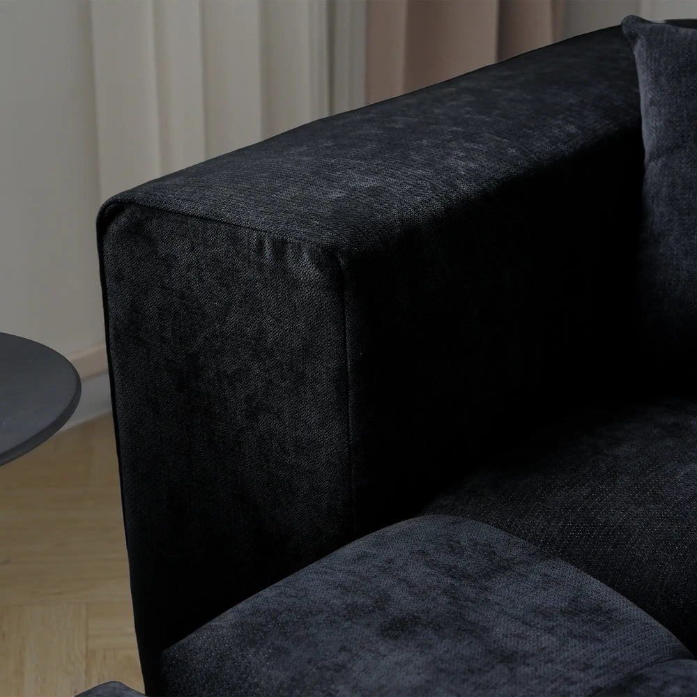 Matrix Classic Modular Sofas | Black Cotton and Linen Couch Sectionals 3-seaters with 1 Ottoman