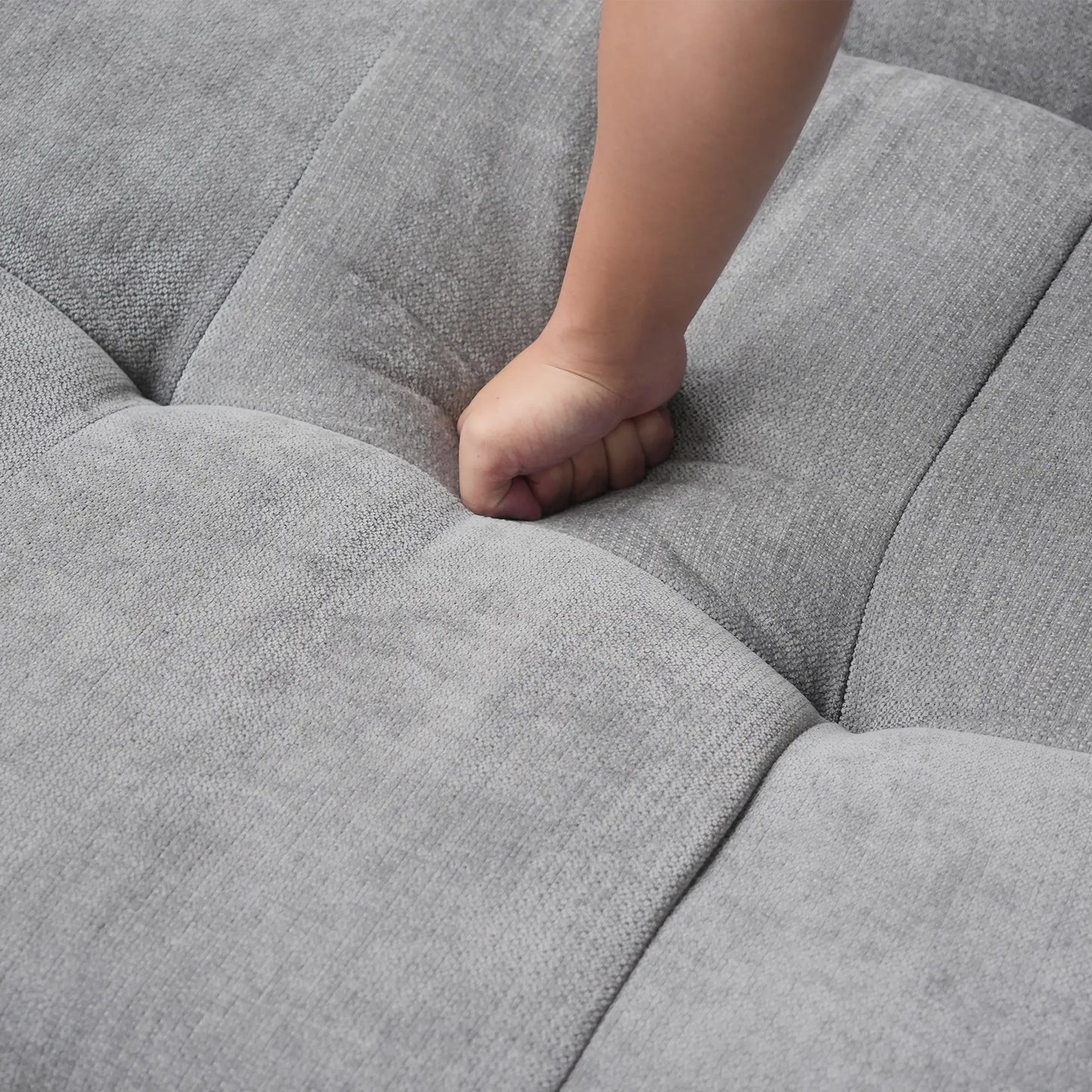 Matrix Classic Modular Sofas | Light Grey Cotton and Linen Loveseats 2-seaters with 1 Ottoman
