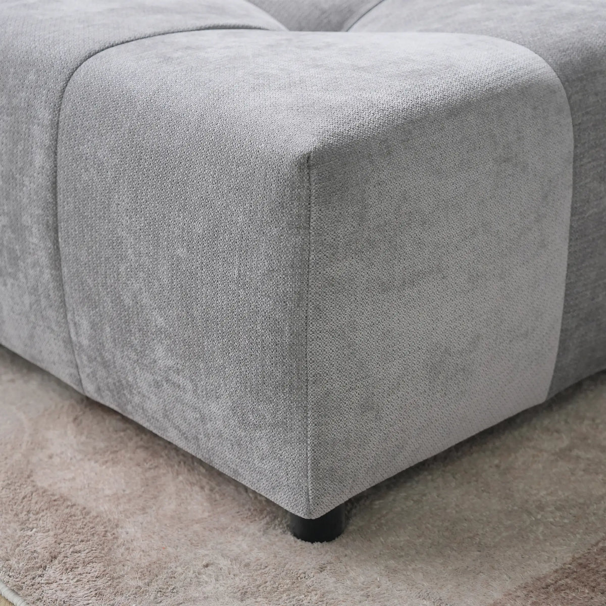 Matrix 3-Seater Light-Grey Sofa Set | 4-Piece (Includes 1 Ottoman), Linen Fabric