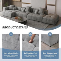 Matrix Classic Modular Sofas | Light Grey Cotton and Linen Loveseats 2-seaters with 1 Ottoman