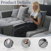 Matrix Classic Modular Sofas | Light Grey Cotton and Linen Loveseats 2-seaters with 1 Ottoman