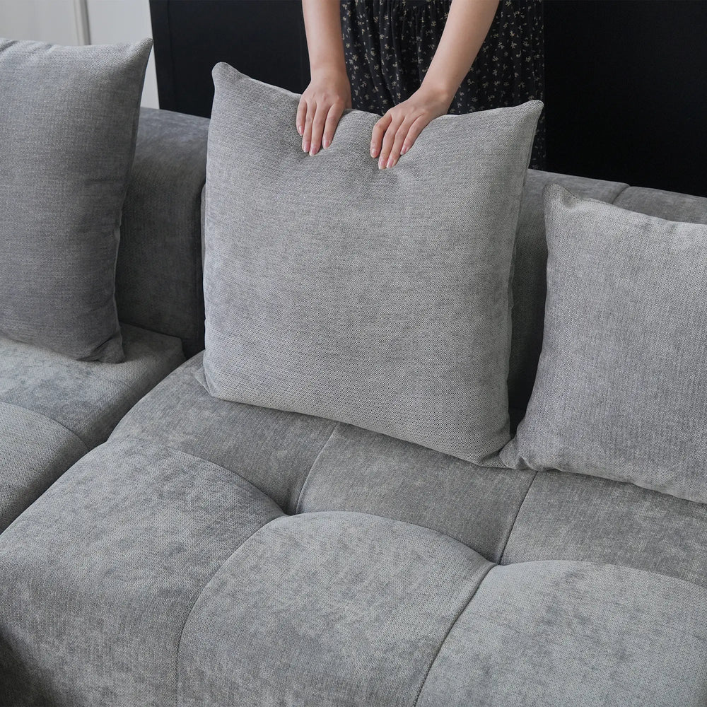 Matrix Classic Modular Sofas | Light Grey Cotton and Linen Loveseats 2-seaters with 1 Ottoman