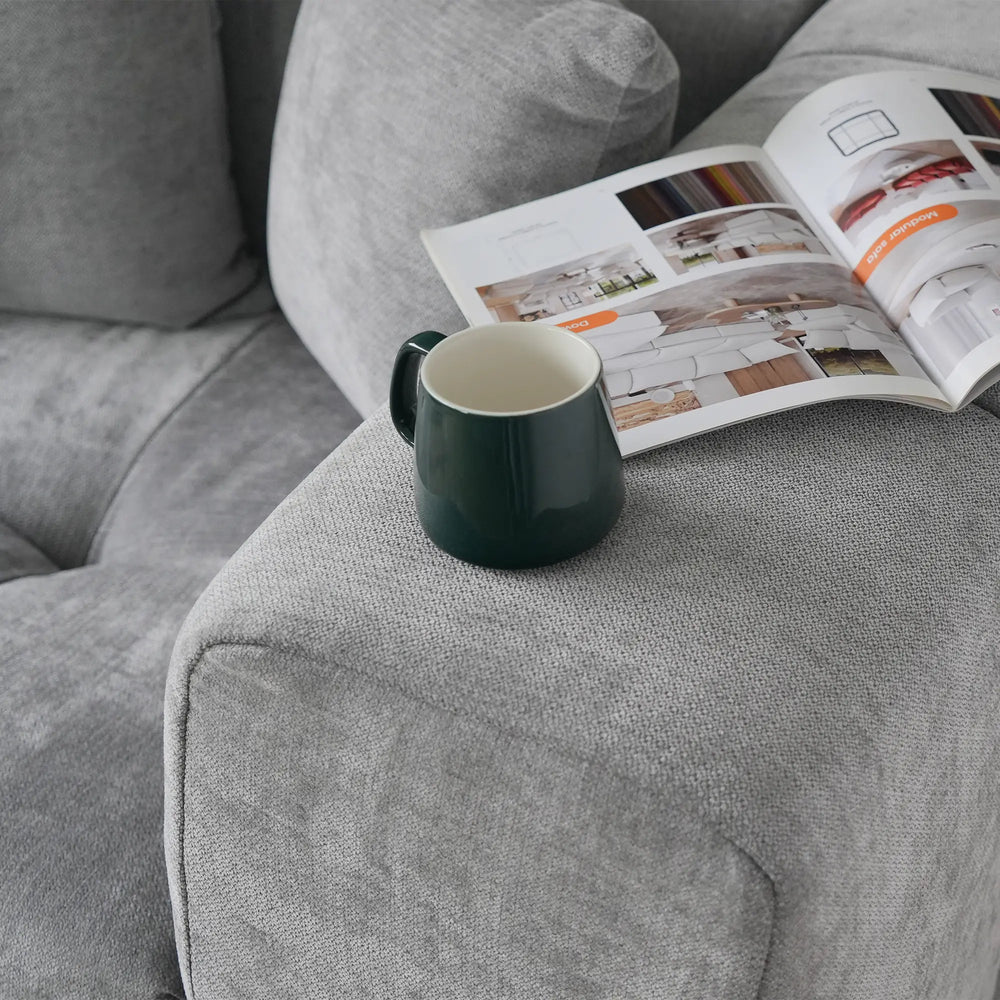 Matrix Classic Modular Sofas | Light Grey Cotton and Linen Loveseats 2-seaters with 1 Ottoman