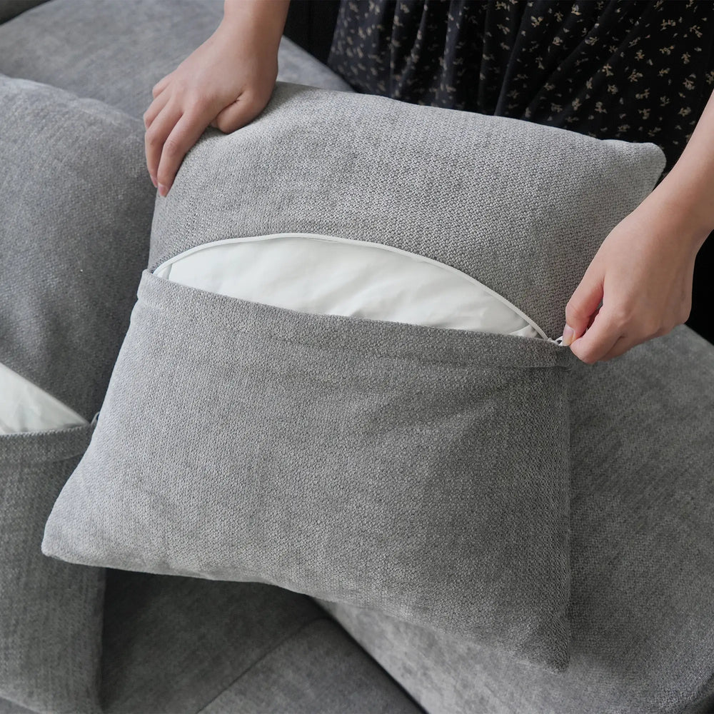 Matrix Classic Modular Sofas | Light Grey Cotton and Linen Loveseats 2-seaters with 1 Ottoman