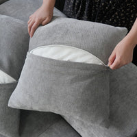 Matrix Classic Modular Sofas | Light Grey Cotton and Linen Loveseats 2-seaters with 1 Ottoman