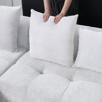 Matrix Classic Modular Sofas | White Cotton and Linen Loveseats 2-seaters with 1 Ottoman