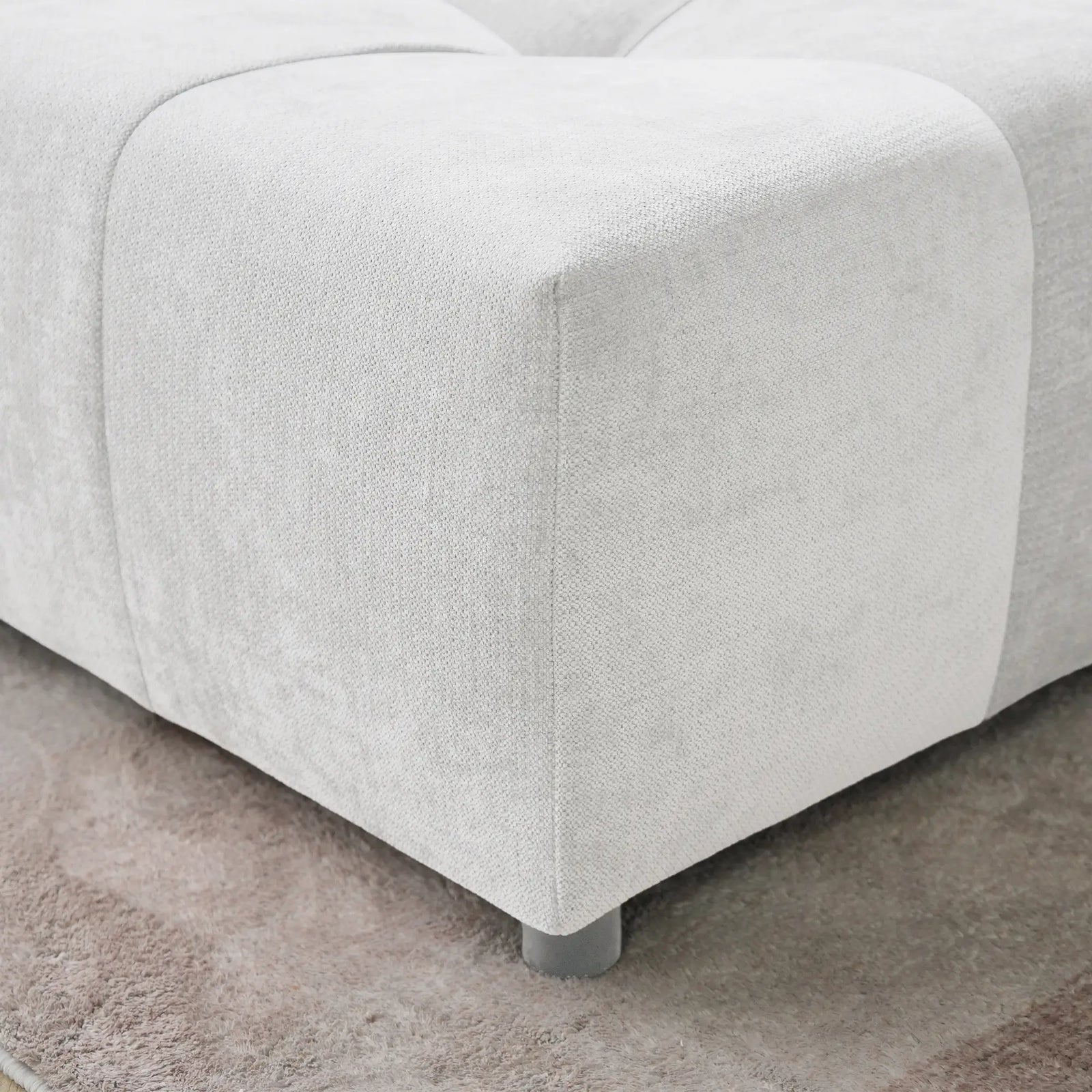 Seccional Matrix de 2 plazas con chaise longue, color blanco | 3 piezas (incluye 1 otomana), tela de lino, asientos para sala de estar