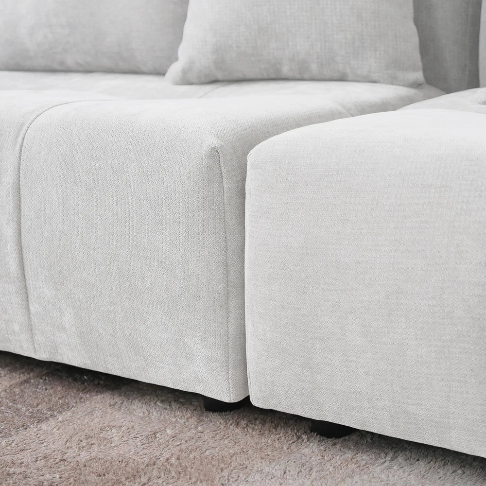 Matrix Classic Modular Sofas | White Cotton and Linen Couch Sectionals 3-seaters with 1 Ottoman