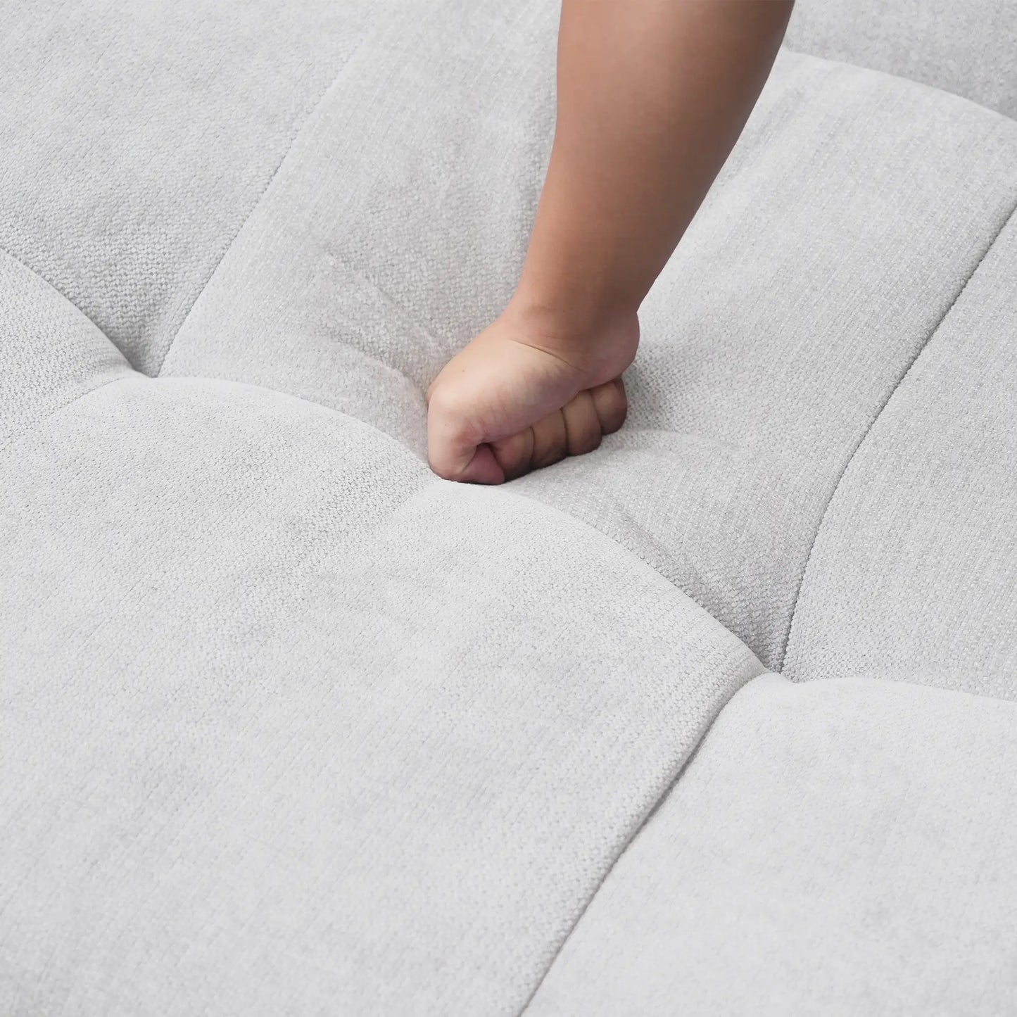 Matrix Classic Modular Sofas | White Cotton and Linen Loveseats 2-seaters with 1 Ottoman