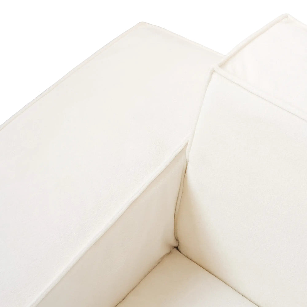 Matrix Classic Sectional Sofas | Beige Corduroy U shaped Sectionals 4-seaters with 1 Ottoman