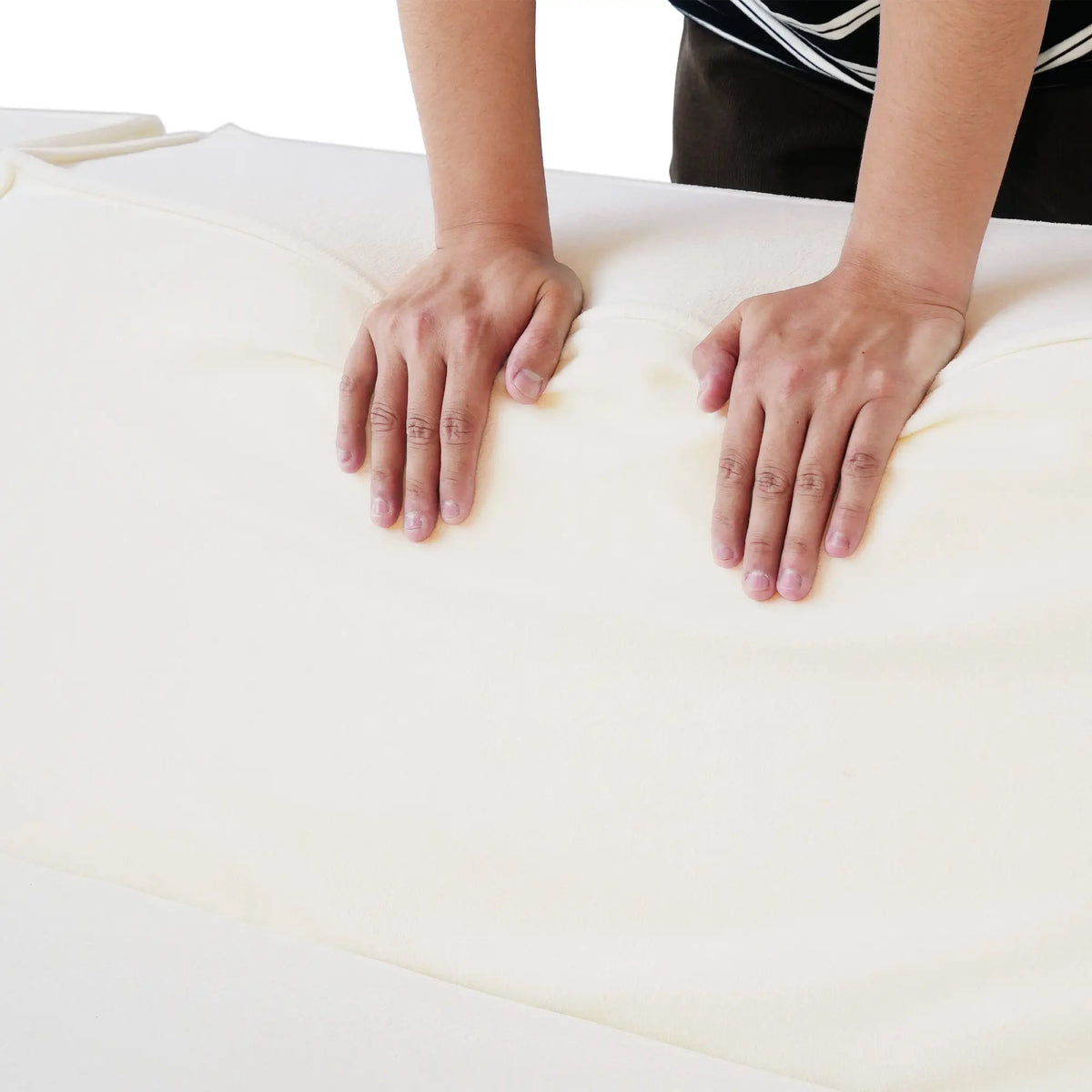 Matrix 2-Seater Beige Modular Chaise Sectional | 3-Piece (includes 1 Ottoman), Cloud Velvet Fabric, Apartment Friendly