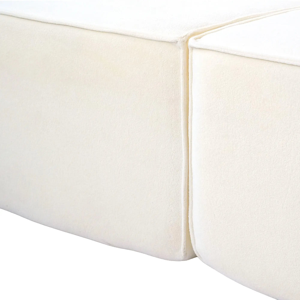 Matrix Classic Sectional Sofas | Beige Corduroy U shaped Sectionals 4-seaters with 1 Ottoman