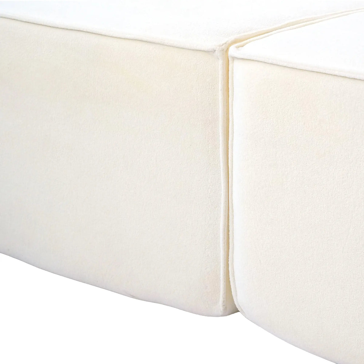 Matrix 2-Seater Beige Modular Chaise Sectional | 3-Piece (includes 1 Ottoman), Cloud Velvet Fabric, Apartment Friendly