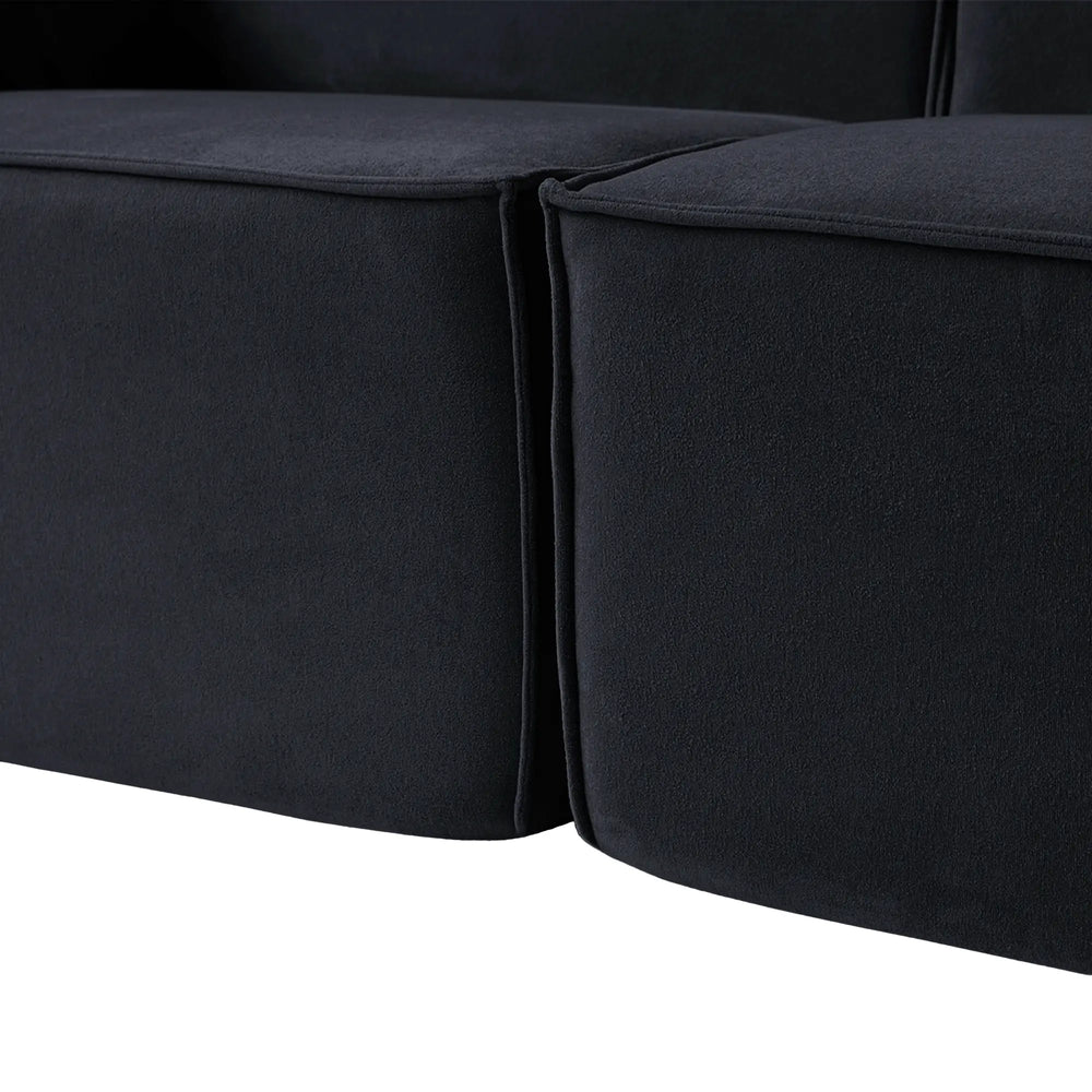 Matrix Classic Sectional Sofas | Black Corduroy U shaped Sectionals 4-seaters with 1 Ottoman