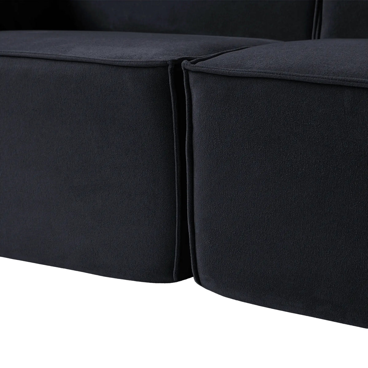 Matrix 2-Seater Black Modular Chaise Sectional | 3-Piece (includes 1 Ottoman), Cloud Velvet Fabric, Compact Design