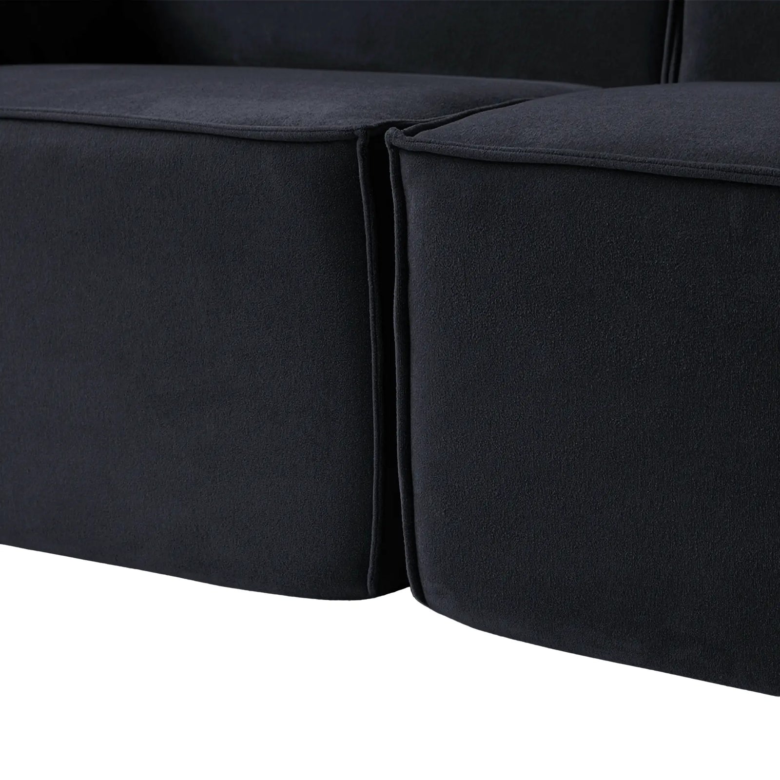 Sofá modular en forma de U Matrix de 3 plazas, color negro | Juego de 5 piezas (incluye 2 otomanas), tapizado en terciopelo Cloud, diseño espacioso.