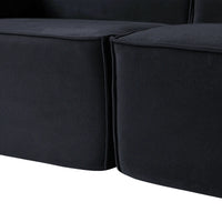 Matrix Classic Sectional Sofas | Black Corduroy U shaped Sectionals 4-seaters with 1 Ottoman