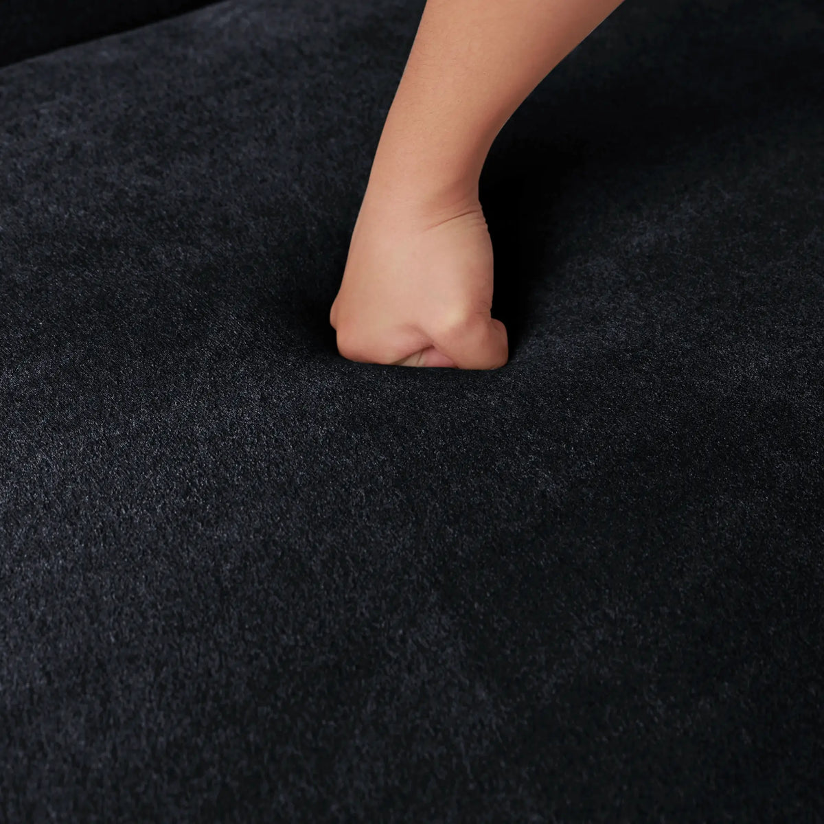 Matrix 2-Seater Black Modular Chaise Sectional | 3-Piece (includes 1 Ottoman), Cloud Velvet Fabric, Compact Design