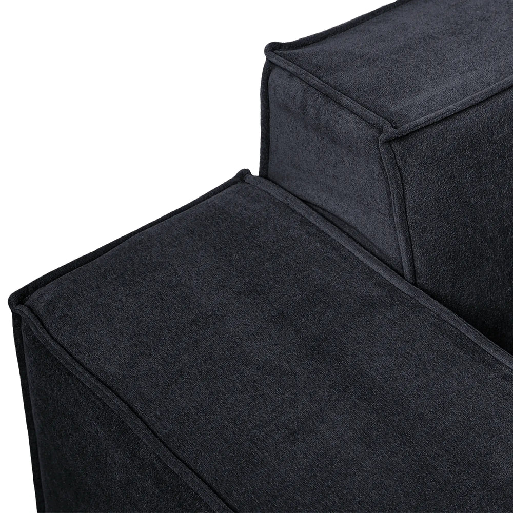 Matrix Classic Sectional Sofas | Black Corduroy U shaped Sectionals 3-seaters With 2 Ottoman