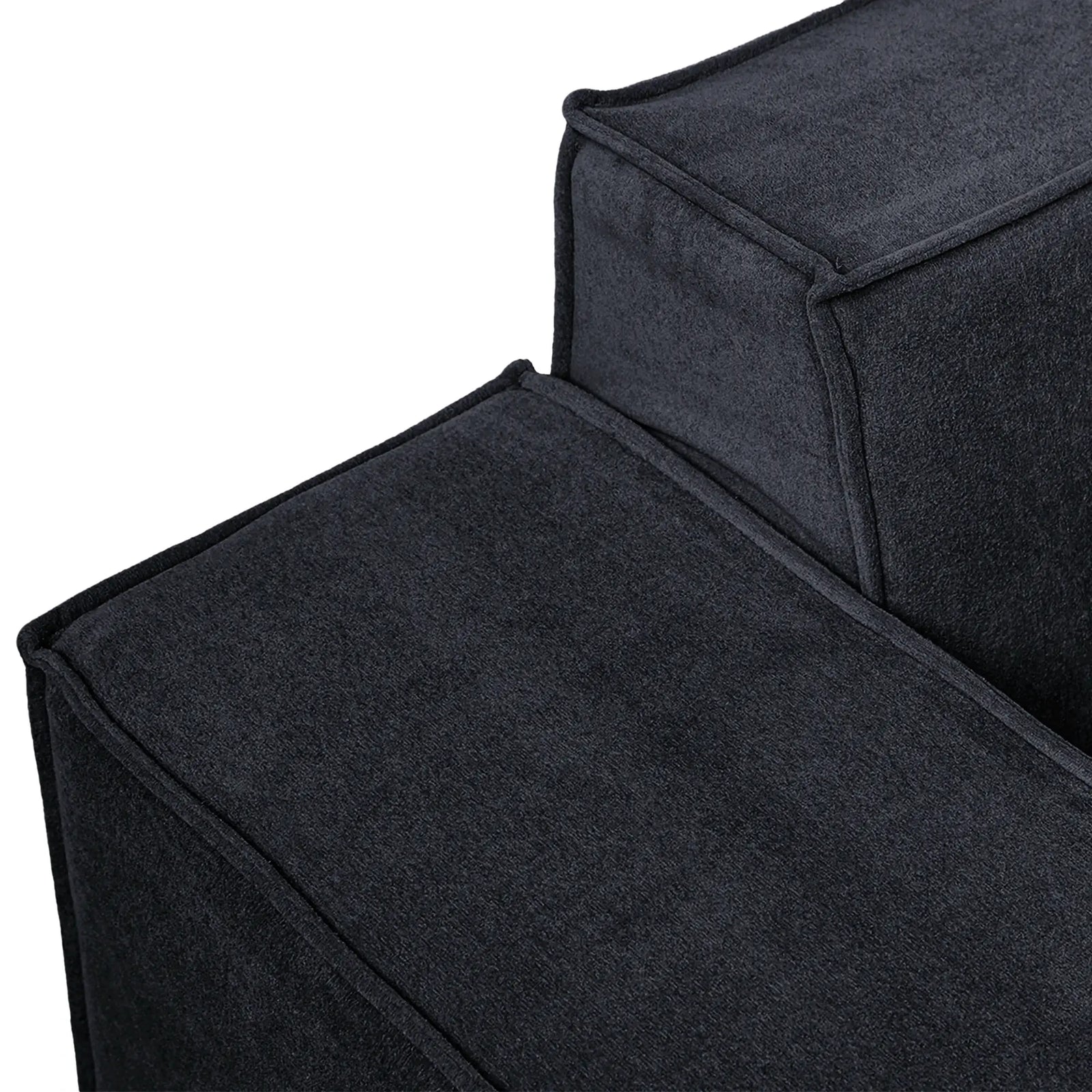 Sofá modular en forma de U Matrix de 3 plazas, color negro | Juego de 5 piezas (incluye 2 otomanas), tapizado en terciopelo Cloud, diseño espacioso.