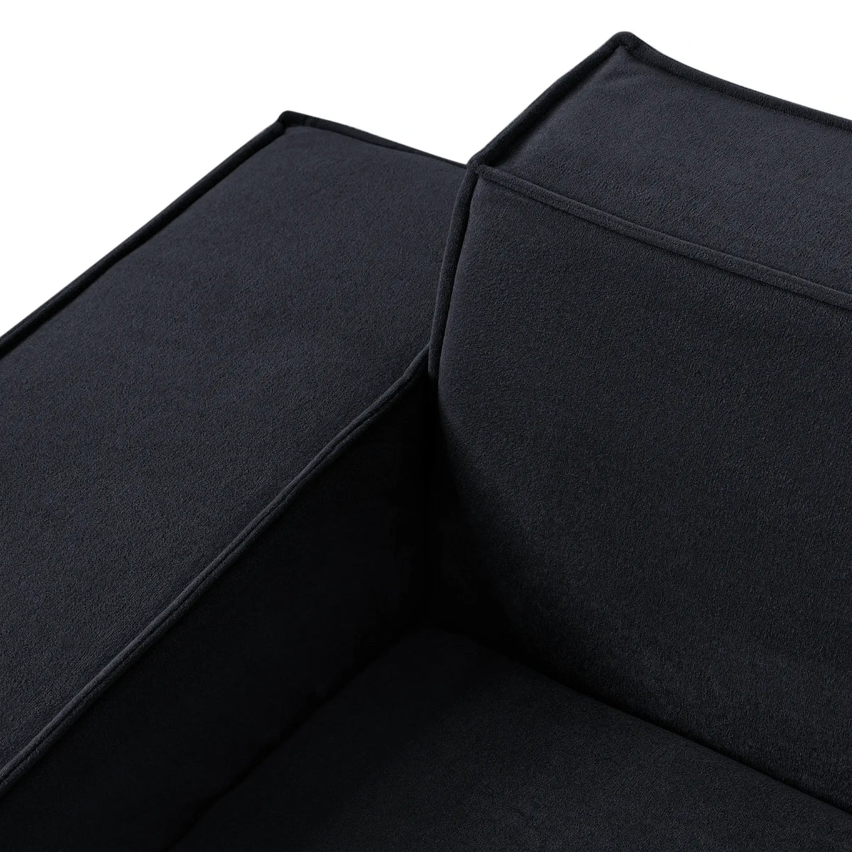 Matrix 2-Seater Black Modular Chaise Sectional | 3-Piece (includes 1 Ottoman), Cloud Velvet Fabric, Compact Design