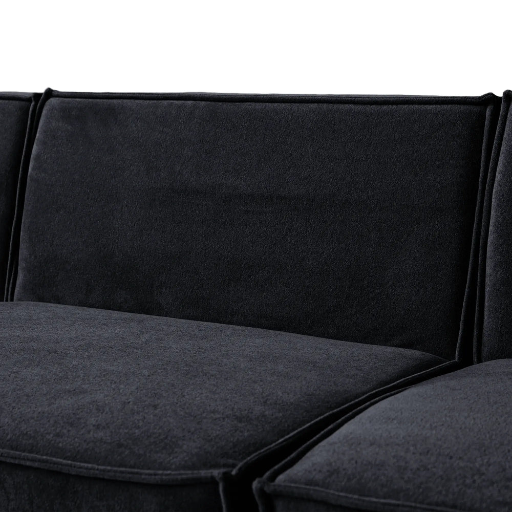 Matrix Classic Sectional Sofas | Black Corduroy U shaped Sectionals 4-seaters with 1 Ottoman