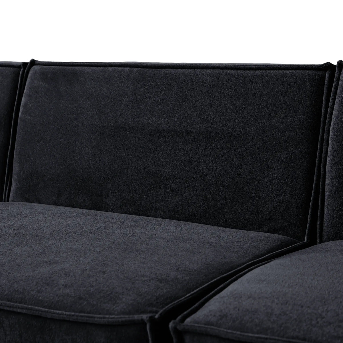 Matrix 2-Seater Black Modular Chaise Sectional | 3-Piece (includes 1 Ottoman), Cloud Velvet Fabric, Compact Design