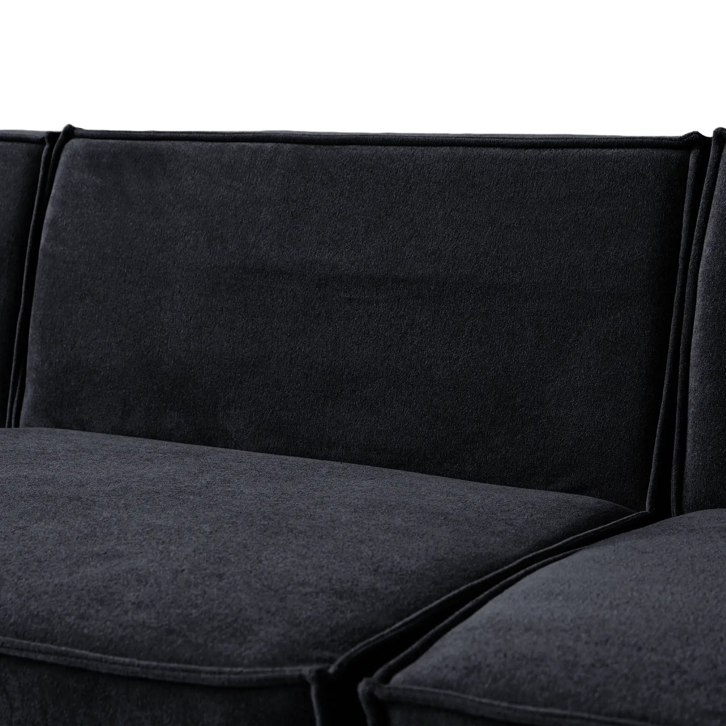 Matrix Classic Sectional Sofas | Black Corduroy U shaped Sectionals 4-seaters with 1 Ottoman