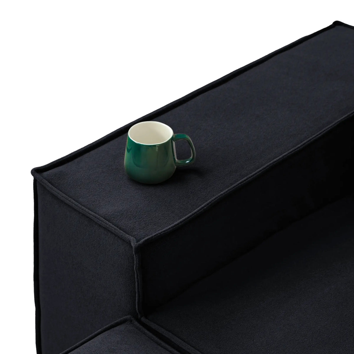 Matrix 2-Seater Black Modular Chaise Sectional | 3-Piece (includes 1 Ottoman), Cloud Velvet Fabric, Compact Design