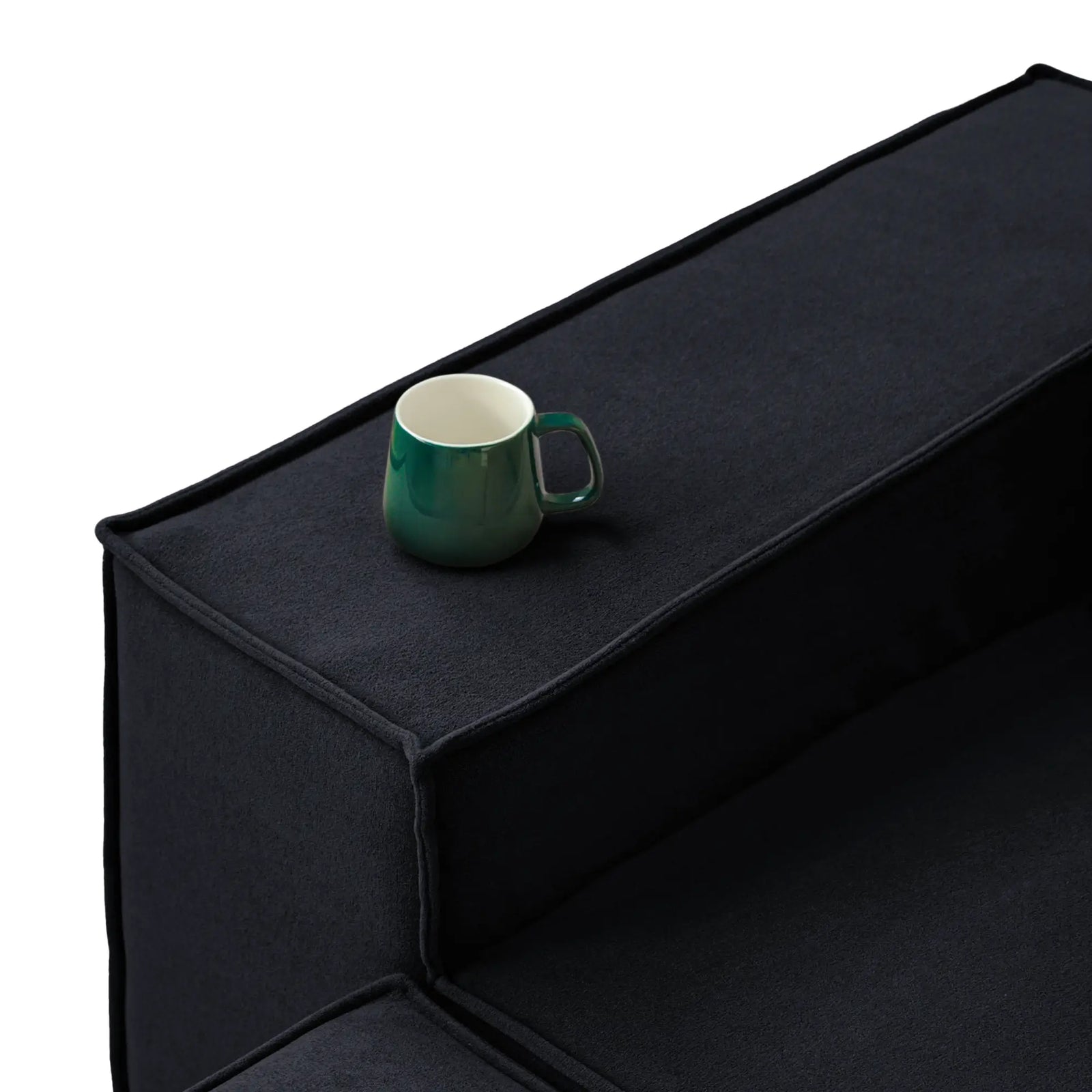 Sofá modular en forma de U Matrix de 3 plazas, color negro | Juego de 5 piezas (incluye 2 otomanas), tapizado en terciopelo Cloud, diseño espacioso.