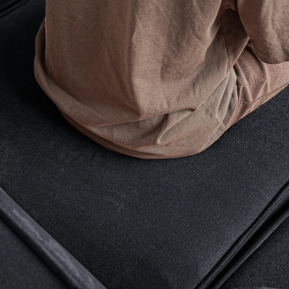Matrix Classic Sectional Sofas | Black Corduroy U shaped Sectionals 3-seaters With 2 Ottoman