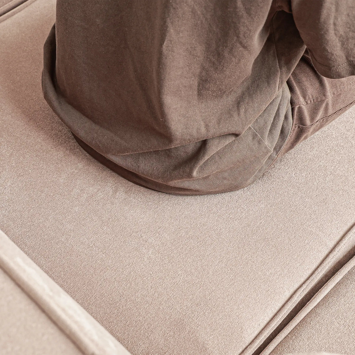 Matrix Brown Modular Ottoman | 1-Piece, Cloud Velvet Fabric, Compact Design